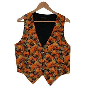 On Tour Womens Pumpkin Vest Size L‎ Fall Orange Halloween Vintage